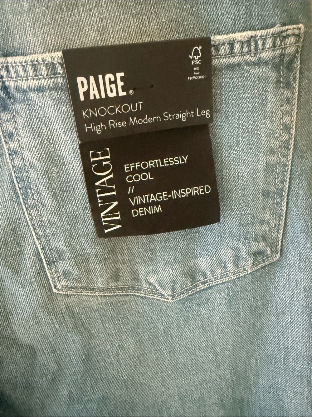 PAIGE High Rise Straight Leg Jeans Light Wash Hem NWT Women’s Denim - Picture 7 of 8
